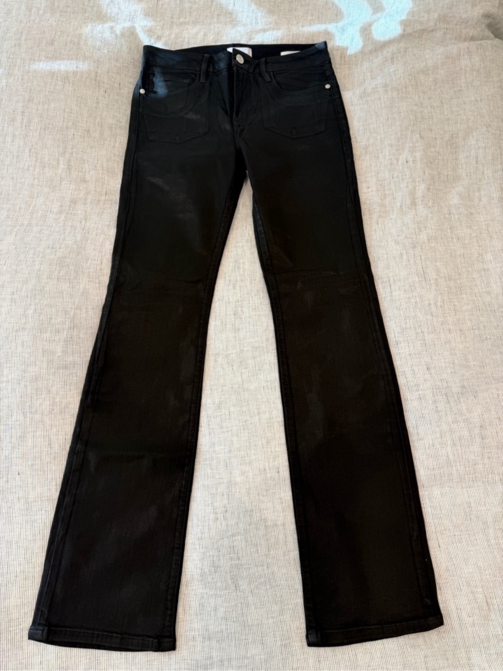 FRAME Le Mini Boot Coated Jeans Waist 27 Black